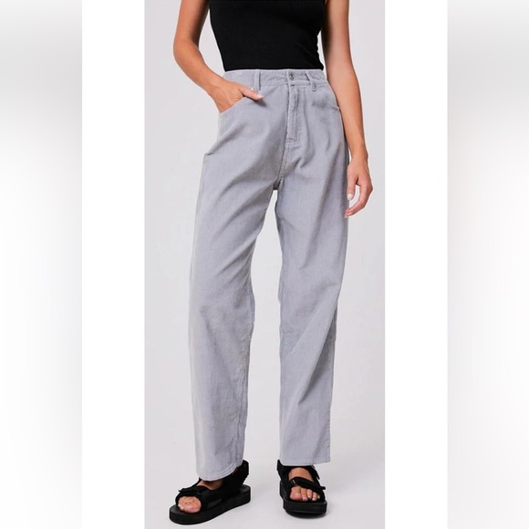 Afends Gray High-Waisted Corduroy Jeans. - Picture 4 of 13